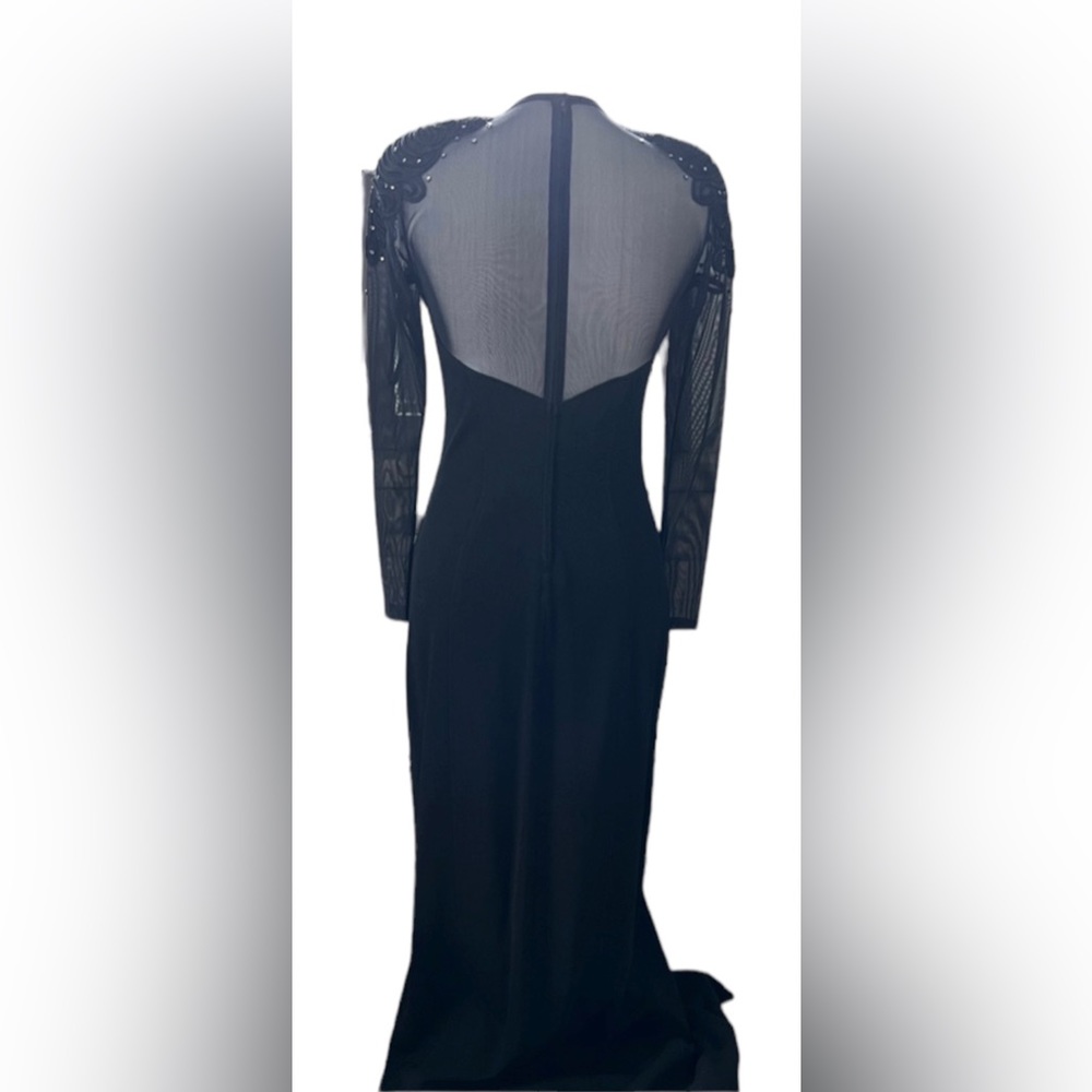 Tadashi Soji Vintage 80’s 90’s illusion sweetheart neckline black maxi dress - Picture 2 of 10